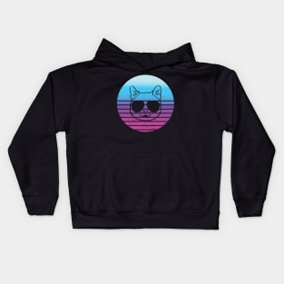 Unique Vintage Retro Cat Face With Sunglass Kids Hoodie